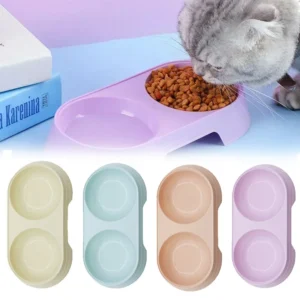 Haustier Doppelnapf Hunde und Katzen Futter in Doppelnäpfen Macaron Kunststoff Futternapf Heimtierbedarf Katzenzubehör Katzenprodukte Katzen Fo