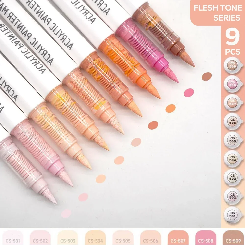 9-Teiliges Acryl-Pinselstift-Set, Professionelle Kunstmarker Mit Tintensteuerung Zum Malen, Zeichnen Und Skizzieren, Schulzubehör, Kunst 9-Teiliges Acryl-Pinselstift-Set, Professionelle Kunstmarker Mit Tintensteuerung Zum Malen, Zeichnen Und Skizzieren, Schulzubehör, Kunst - Image 8