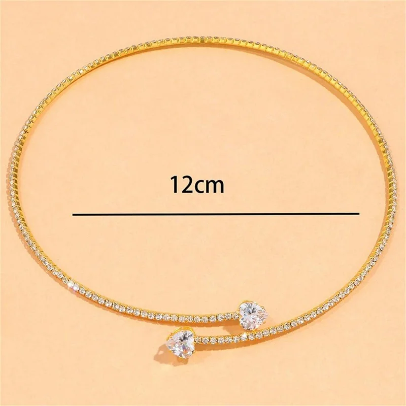 Koreanische Mode Strass Herz Kragen Choker Halskette Für Frauen Einfache Offene Kragen Halskette Drehmomente Schmuck Zubehör Koreanische Mode Strass Herz Kragen Choker Halskette Für Frauen Einfache Offene Kragen Halskette Drehmomente Schmuck Zubehör - Image 6