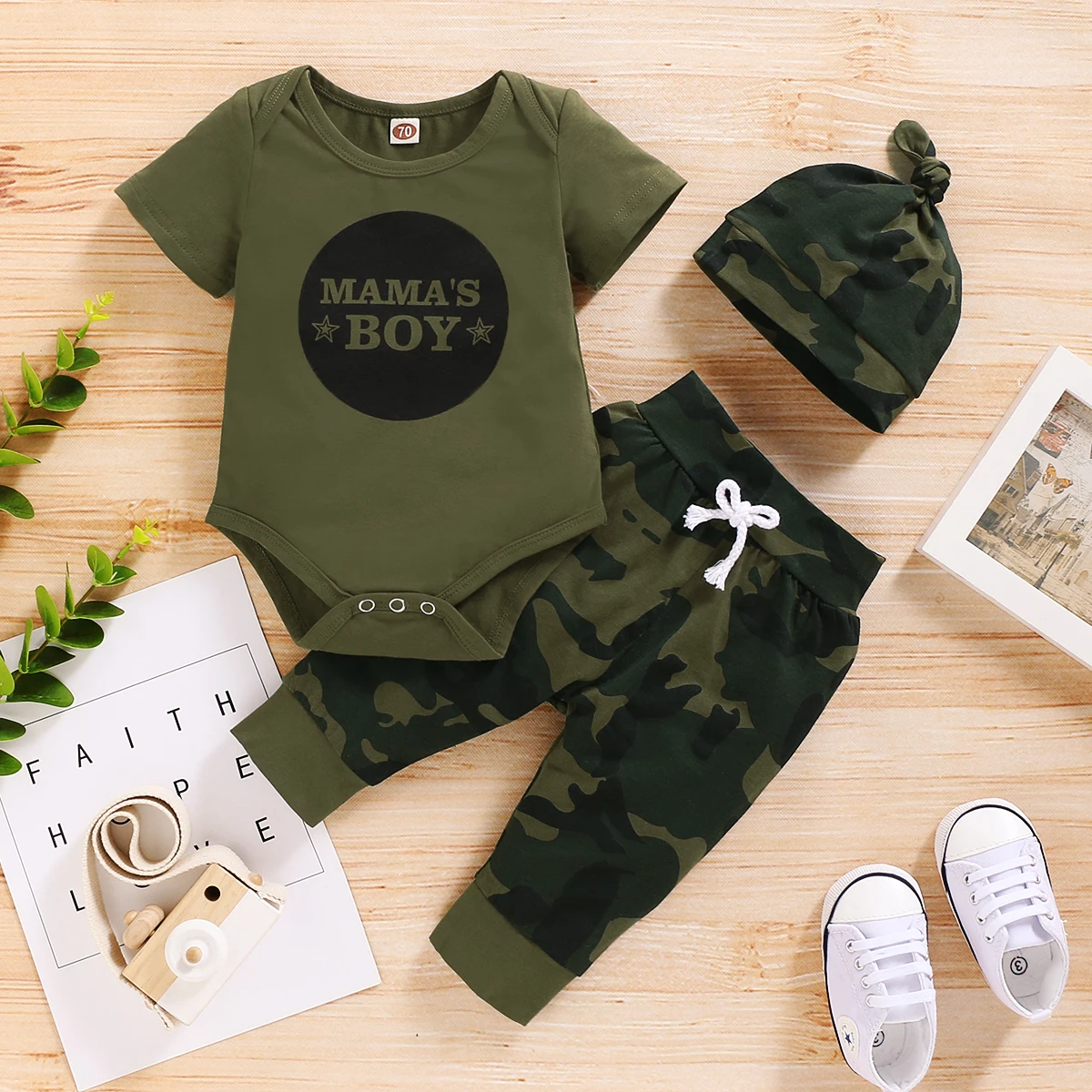 Newborn Baby Boy Summer Clothes Set Letters Short Sleeve Romper +Camouflage Pants+Hat 3Pcs Outfits For Toddler Boy 0-18 Months Newborn Baby Boy Summer Clothes Set Letters Short Sleeve Romper +Camouflage Pants+Hat 3Pcs Outfits For Toddler Boy 0-18 Months
