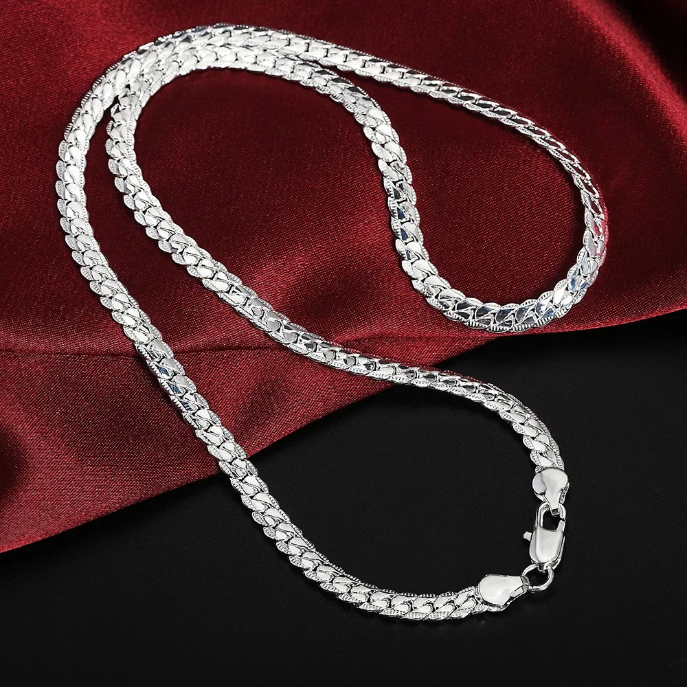 Lats 20–60 Cm Versilberte 6 Mm Seitliche Halskette Für Damen Und Herren, Goldfarben, 18/20/24 Zoll Kette, Modischer Hochzeitsschmuck, Geschenk Lats 20–60 Cm Versilberte 6 Mm Seitliche Halskette Für Damen Und Herren, Goldfarben, 18/20/24 Zoll Kette, Modischer Hochzeitsschmuck, Geschenk - Image 5