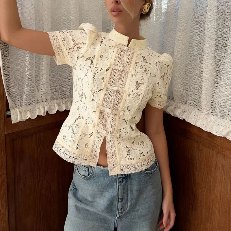 Tossy Sommer Spitze Gedruckt Shirts Tops Weibliche Aushöhlen Mode Pendeln Vintage Durchsichtige Bluse Frauen Spitze Shrug Shirts Neue Tossy Sommer Spitze Gedruckt Shirts Tops Weibliche Aushöhlen Mode Pendeln Vintage Durchsichtige Bluse Frauen Spitze Shrug Shirts Neue - Image 9