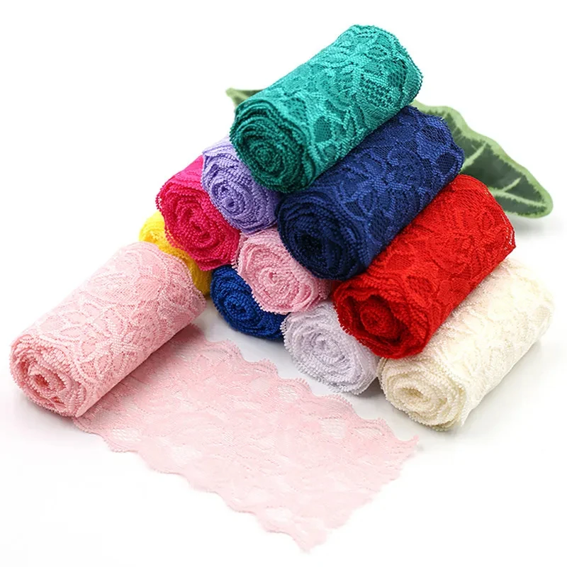 8Cm Spandex-Spitze Elastisches Bastelband Weiß Schwarz Stretch-Spitzenborte Strickmaterial Diy Bekleidungszubehör 8Cm Spandex-Spitze Elastisches Bastelband Weiß Schwarz Stretch-Spitzenborte Strickmaterial Diy Bekleidungszubehör