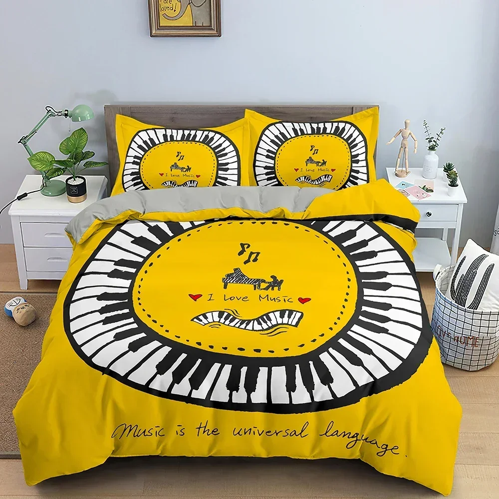 Musik Bettwäsche Set Klavier Tastatur Musik Note Bettbezug Queen Size Bettwäsche Tröster Mikrofaser Gitarre Polyester Bettwäsche Sets Musik Bettwäsche Set Klavier Tastatur Musik Note Bettbezug Queen Size Bettwäsche Tröster Mikrofaser Gitarre Polyester Bettwäsche Sets - Image 6