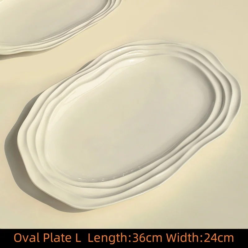 Ovale Keramikteller Mit Französischem Wellenmuster – 12/10/8-Zoll-Geschirr Für Zuhause, Frühstück, Suppe, Snacks Und Desserts Ovale Keramikteller Mit Französischem Wellenmuster – 12/10/8-Zoll-Geschirr Für Zuhause, Frühstück, Suppe, Snacks Und Desserts - Image 5