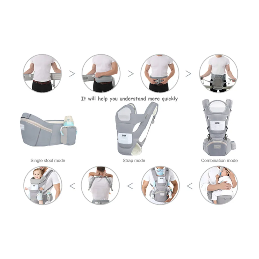 Babytrage Ergonomischer Multifunktionaler Hüfthocker Für Neugeborene Bis Kleinkinder Mehrzweck-Zubehör Für Vor- Und Nach-Känguru-Taschen Babytrage Ergonomischer Multifunktionaler Hüfthocker Für Neugeborene Bis Kleinkinder Mehrzweck-Zubehör Für Vor- Und Nach-Känguru-Taschen - Image 4