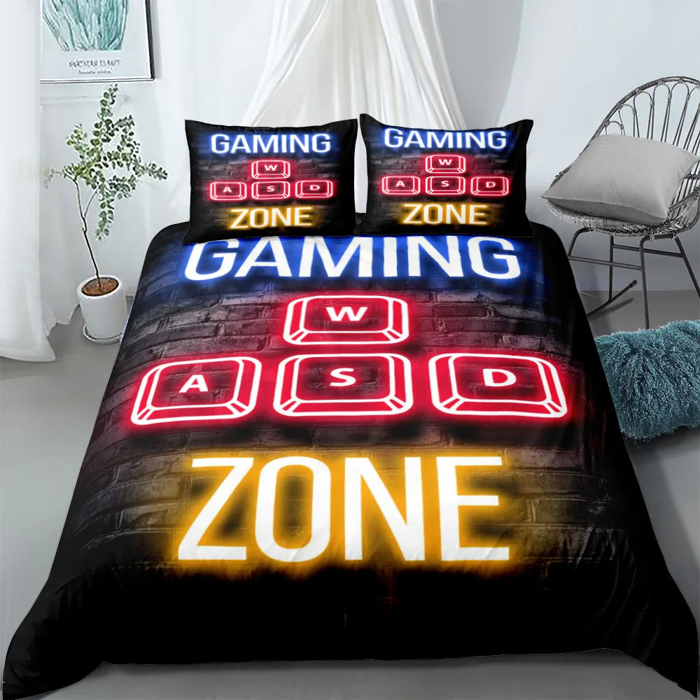Gaming Zone Neon-Bettbezug-Set, Eu-Einzelbett, Doppelbett, King-Size-Bett, Us-Size-Bett, Queen-Size-Bettwäsche-Set Gaming Zone Neon-Bettbezug-Set, Eu-Einzelbett, Doppelbett, King-Size-Bett, Us-Size-Bett, Queen-Size-Bettwäsche-Set - Image 4