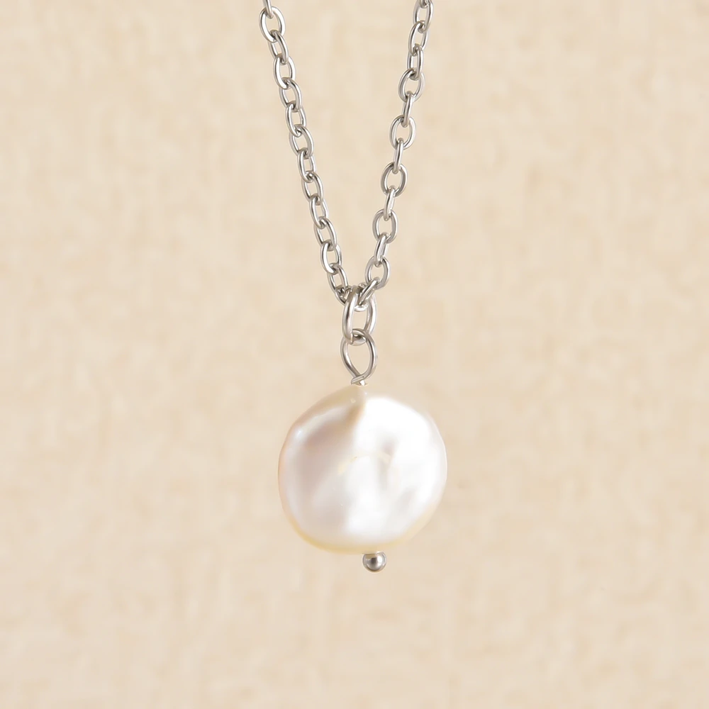 Echte Unregelmäßige Natürliche Süßwasserperlen Anhänger Halsketten Edelstahl O Gliederkette 45/50/60 Cm Modeschmuck Halskette Echte Unregelmäßige Natürliche Süßwasserperlen Anhänger Halsketten Edelstahl O Gliederkette 45/50/60 Cm Modeschmuck Halskette - Image 7