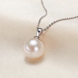 Halskette aus 925er-Sterlingsilber mit glänzendem Süßwasserperlen-Anhänger für Damen, Hochzeitsschmuck, Verlobungs-Charm, Party-Geschenk, fein