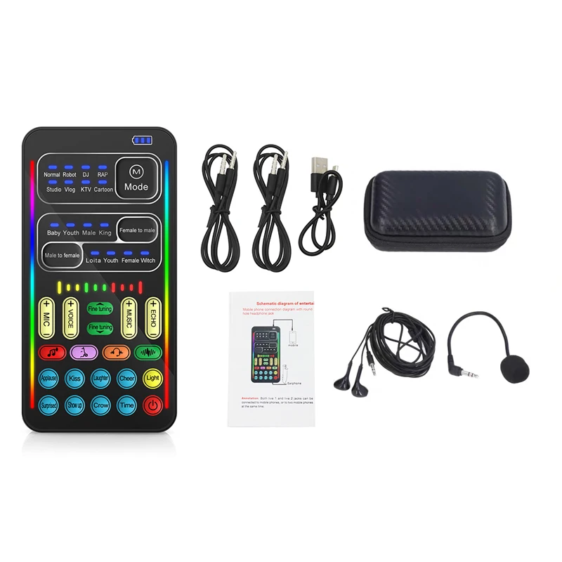 I9 Sprachverzerrer Mit Kopfhörer Und Mikrofon – Mini-Soundkarte Mit Bluetooth Für Live-Streaming, Gaming &Amp; Sprach-Effekte I9 Sprachverzerrer Mit Kopfhörer Und Mikrofon – Mini-Soundkarte Mit Bluetooth Für Live-Streaming, Gaming &Amp; Sprach-Effekte - Image 7