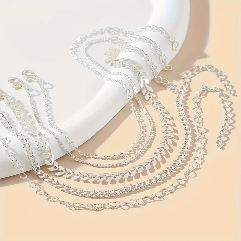 5 Stück Vintage Ästhetik Herz Kette Fußkettchen Mode Kreative Flugzeug Kette Fuß Kette Frauen Boho Sommer Strand Fuß Schmuck 5 Stück Vintage Ästhetik Herz Kette Fußkettchen Mode Kreative Flugzeug Kette Fuß Kette Frauen Boho Sommer Strand Fuß Schmuck - Image 3