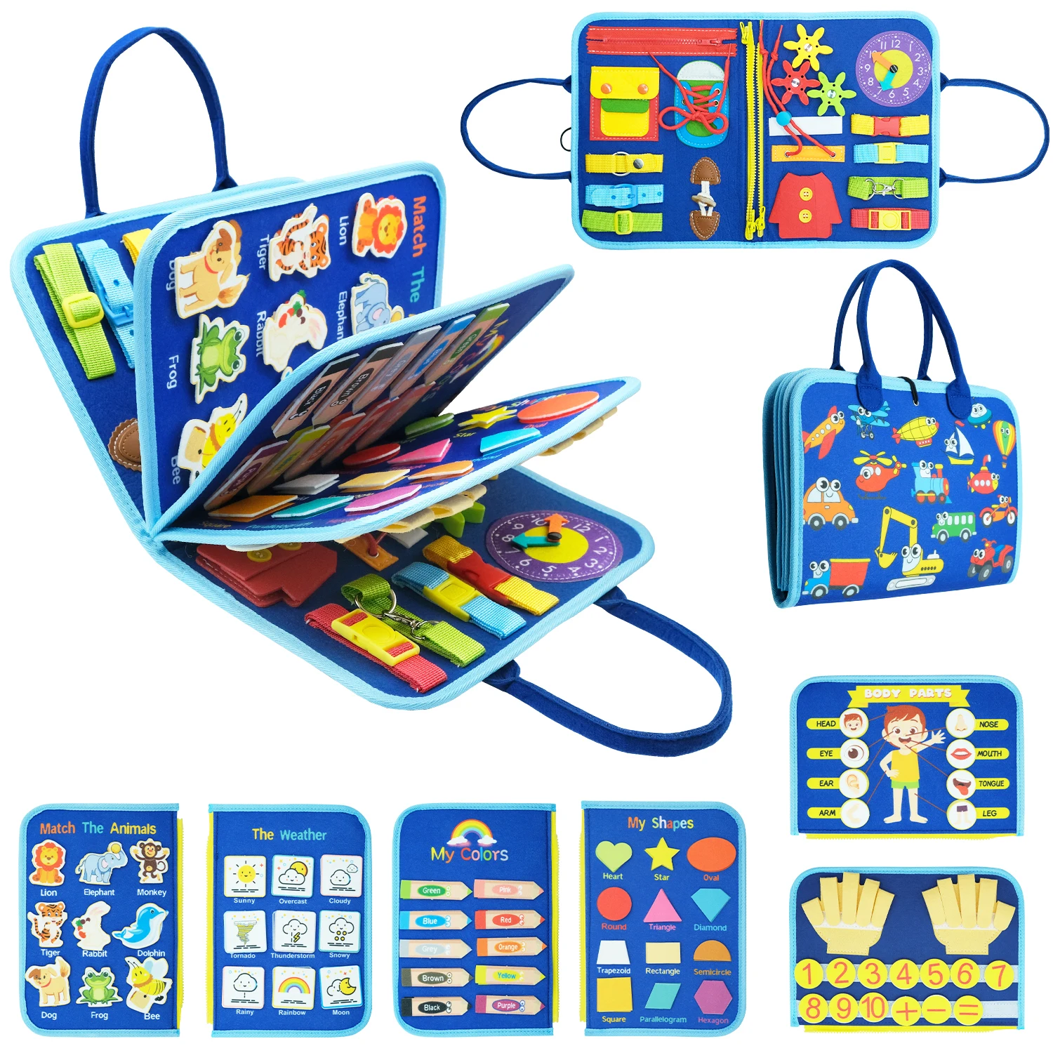 Montessori Toddler Busy Board,Autism Sensory Toys,Educational Activity Motor Skills Baby, Life Skills Learning Toys For Kids Montessori Toddler Busy Board,Autism Sensory Toys,Educational Activity Motor Skills Baby, Life Skills Learning Toys For Kids - Image 7