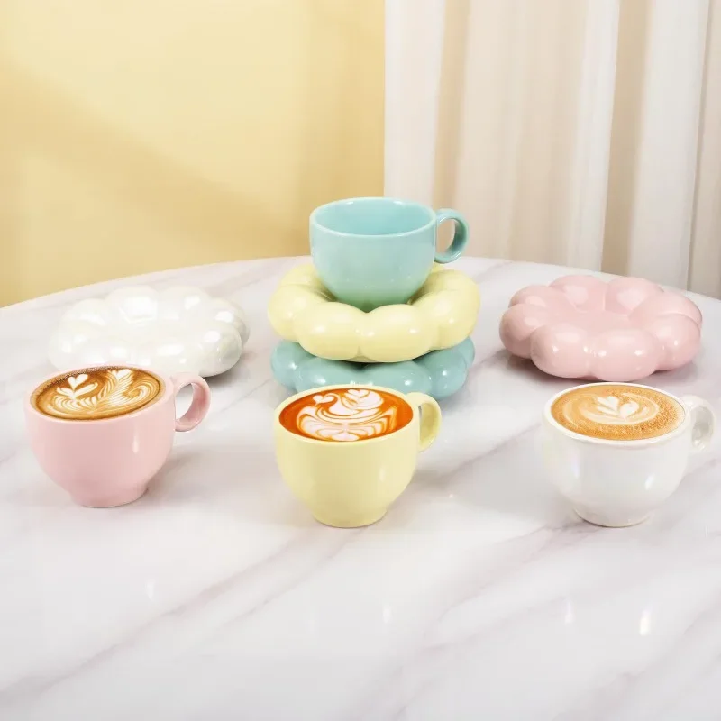 Keramik Wolke Kaffee Becher Sets Kreative Blumen Untertasse Becher Exquisite Büro Nachmittag Tee Tassen Küche Drink Hause Zubehör Keramik Wolke Kaffee Becher Sets Kreative Blumen Untertasse Becher Exquisite Büro Nachmittag Tee Tassen Küche Drink Hause Zubehör - Image 2