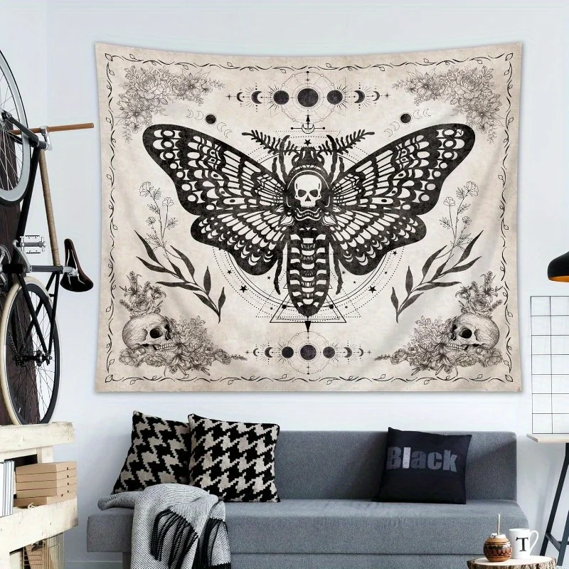 Vikama Night Moth Skull Tapestry Gothic Style Bedroom Decor Dark Theme Room Accent Party Living Room Home Decor Vikama Night Moth Skull Tapestry Gothic Style Bedroom Decor Dark Theme Room Accent Party Living Room Home Decor - Image 7