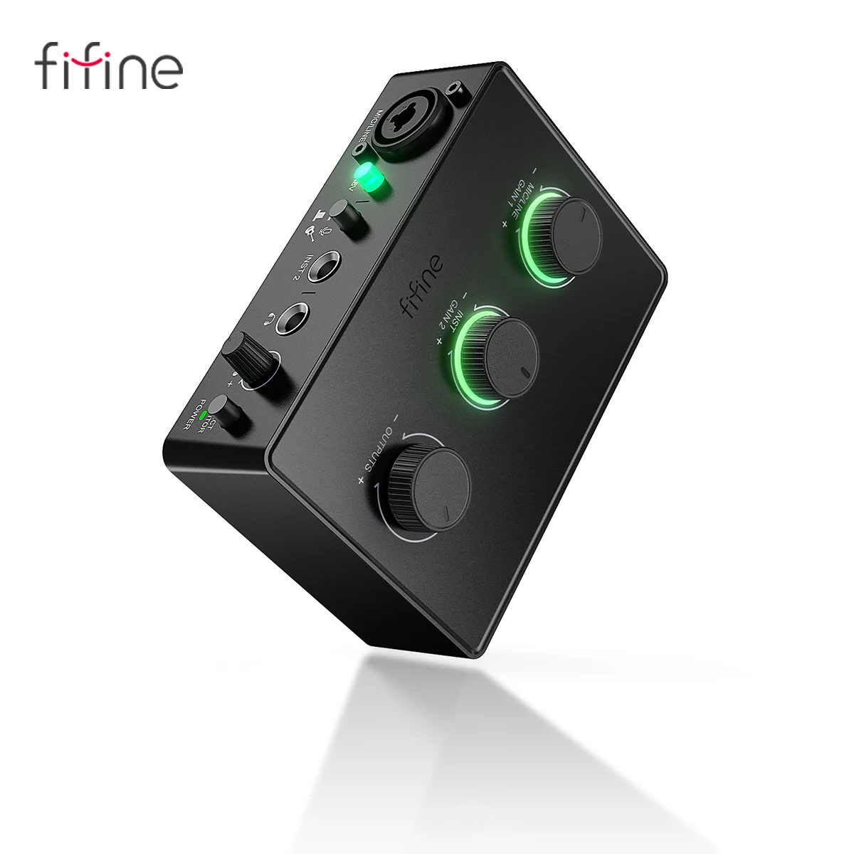 Fifine Ampli1 Audio-Interface Für Xlr-Mikrofon – Tonmischer Mit Gain-Regler &Amp; 48V Phantomspeisung Für Podcast Audio Interface