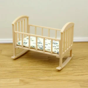 1/12 Puppenhaus Mini Wiege Baby Bett Schaukelbett Modell Puppenhaus Simulation Möbel Dekoration Spielen Spielzeug Puppen Haus Zubehör