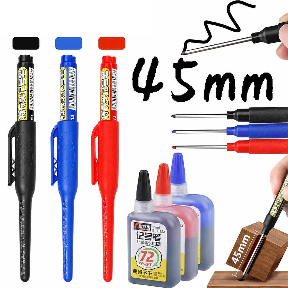 1–6 Stück, 45 Mm, Wasserdicht, Lange Kopfspitze, Tiefloch-Marker, Fliesen-Tischler-Stift, Mehrzweck Für Die Holzbearbeitung, Schwarze/Blaue/Rote Tinte 1–6 Stück, 45 Mm, Wasserdicht, Lange Kopfspitze, Tiefloch-Marker, Fliesen-Tischler-Stift, Mehrzweck Für Die Holzbearbeitung, Schwarze/Blaue/Rote Tinte