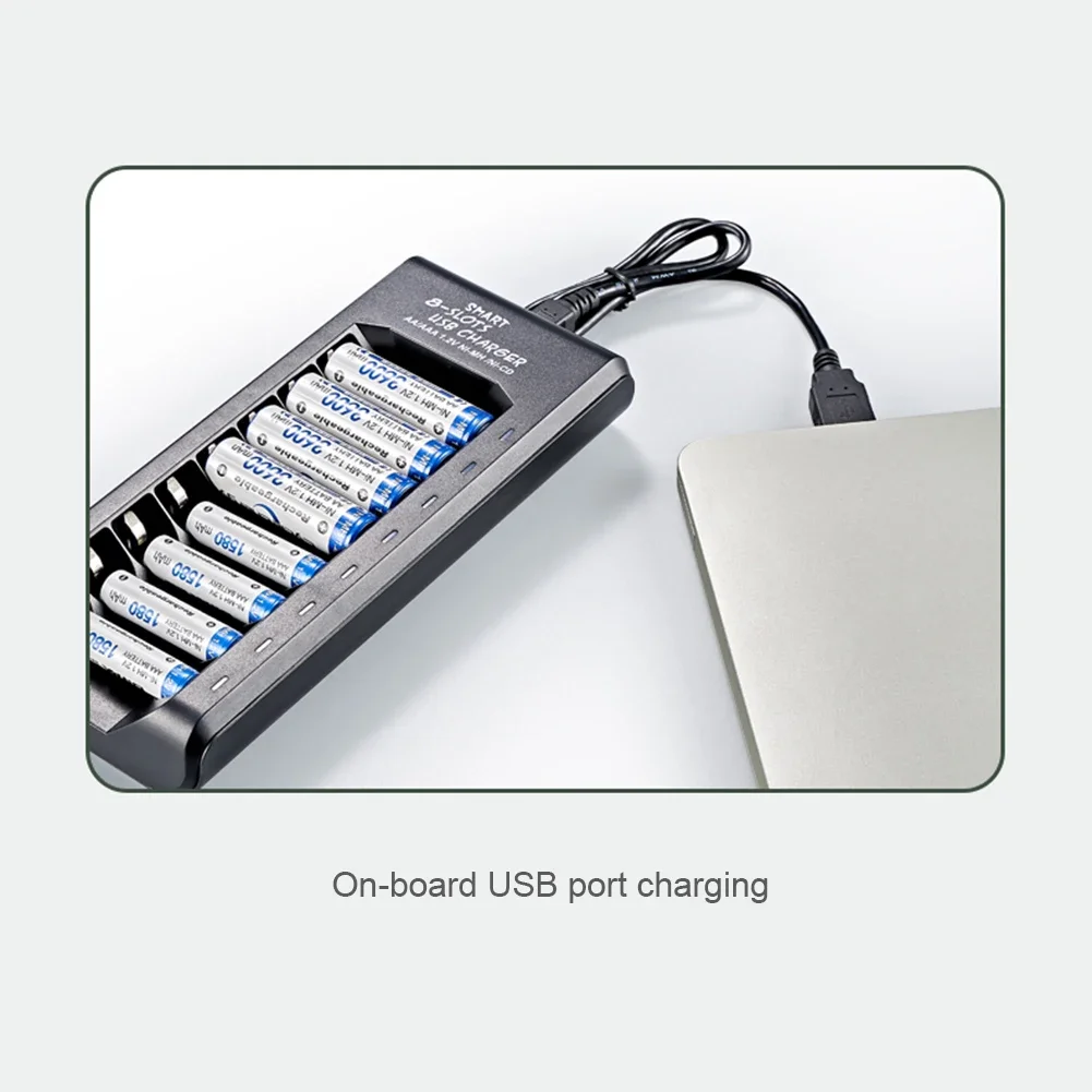 8-Fach Akku-Ladegerät Für Aa/Aaa Nimh – Usb-Ausgang, Schnellladung Und Kurzschlussschutz 8-Fach Akku-Ladegerät Für Aa/Aaa Nimh – Usb-Ausgang, Schnellladung Und Kurzschlussschutz - Image 4