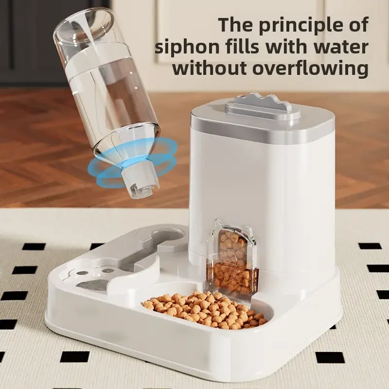 Automatischer Wasserspender Für Katzen Und Hunde Mit Integriertem Futterbecken, Keine Batterien Erforderlich, Automatischer Futterspender Für Haustiere, Einteiliges Design Automatischer Wasserspender Für Katzen Und Hunde Mit Integriertem Futterbecken, Keine Batterien Erforderlich, Automatischer Futterspender Für Haustiere, Einteiliges Design - Image 3