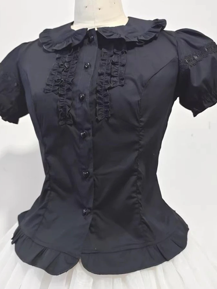 Lolita Peter Pan Kragen Bluse Damen Jk Kawaii Shirt Japanische Spitze Patch Abnehmbare Langarm Y2K Ästhetische Rüschen Blusas Lolita Peter Pan Kragen Bluse Damen Jk Kawaii Shirt Japanische Spitze Patch Abnehmbare Langarm Y2K Ästhetische Rüschen Blusas - Image 3