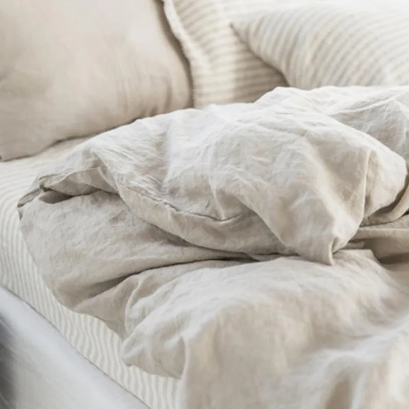 100% Linen Bed Duvet Cover Stone Washed France Linen Solid Color Breathable Sheets Pillowcase Home Textiles Bedding 100% Linen Bed Duvet Cover Stone Washed France Linen Solid Color Breathable Sheets Pillowcase Home Textiles Bedding - Image 4