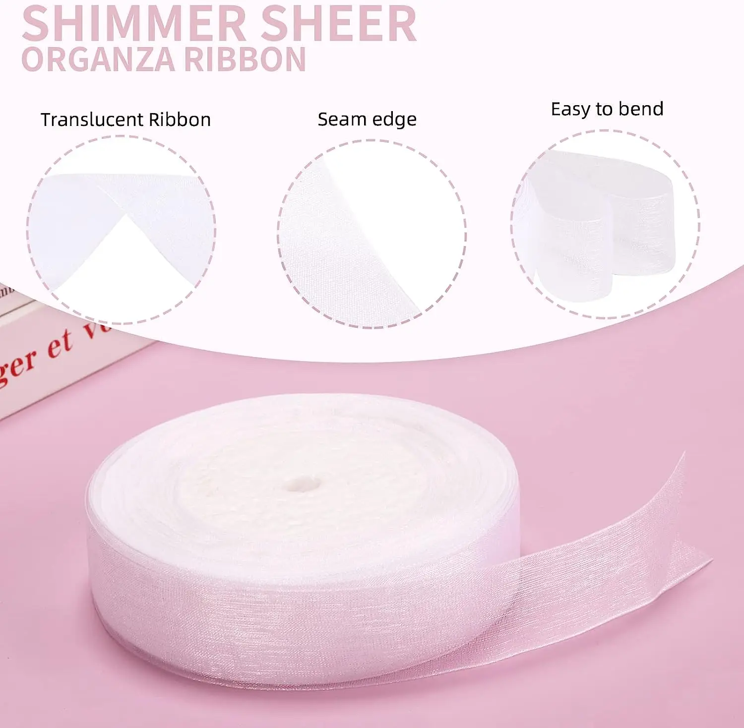 50 Yards Weißes, Durchsichtiges Chiffonband Aus Organza Und Satin Für Geschenkverpackungen, Hochzeitsdekoration, Blumensträuße, Party, Diy, Stoffhandwerk 50 Yards Weißes, Durchsichtiges Chiffonband Aus Organza Und Satin Für Geschenkverpackungen, Hochzeitsdekoration, Blumensträuße, Party, Diy, Stoffhandwerk - Image 4