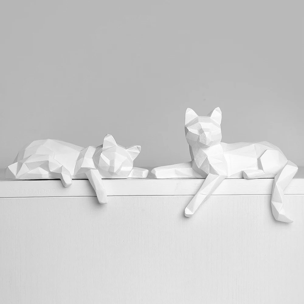 1 Set Of Cat Sculptures With Geometric Facets, Animal Sculptures, Resin Crafts, Living Room Home Design Creative Ornaments, Lazy Cat Statues 1 Set Of Cat Sculptures With Geometric Facets, Animal Sculptures, Resin Crafts, Living Room Home Design Creative Ornaments, Lazy Cat Statues