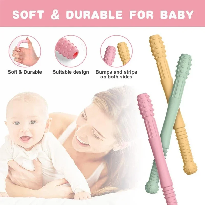 Baby Chewable Safe Toy Silicone Molar Straw Baby Teether Baby Teething Toys Molar Silicone Handle Baby Safety Toy Baby Chewable Safe Toy Silicone Molar Straw Baby Teether Baby Teething Toys Molar Silicone Handle Baby Safety Toy - Image 2