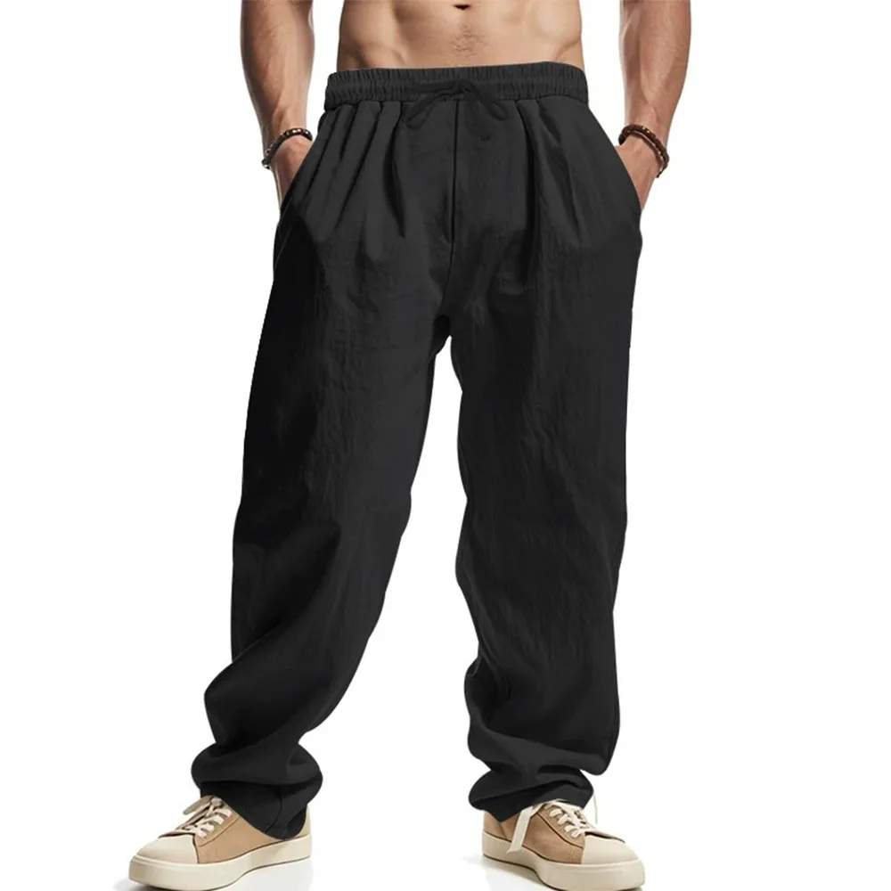 Herren-Hose Mit Geradem Bein, Baumwoll-Leinen, Atmungsaktive Hose, Leichte Strandhose Im Hawaiianischen Stil, Leichte Hose, Lässige Jogginghose Herren-Hose Mit Geradem Bein, Baumwoll-Leinen, Atmungsaktive Hose, Leichte Strandhose Im Hawaiianischen Stil, Leichte Hose, Lässige Jogginghose - Image 5