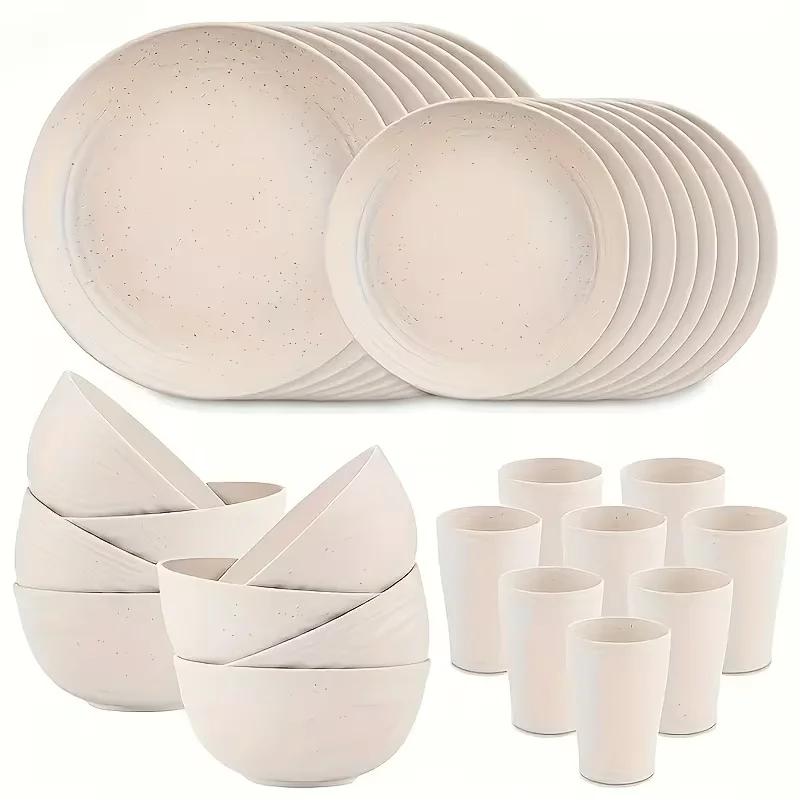 32/16-Teilige Geschirrsets, Bestehend Aus Tellern Und Schüsseln Für 8 Personen, Aus Schwarzem Kunststoff, Der Mikrowellen- Und Spülmaschinengeeignet Ist. Dieses Geschirrset Ist Perfekt Für Den Valentinstag Und Eignet Sich Als Langlebiger Partytisch. 32/16-Teilige Geschirrsets, Bestehend Aus Tellern Und Schüsseln Für 8 Personen, Aus Schwarzem Kunststoff, Der Mikrowellen- Und Spülmaschinengeeignet Ist. Dieses Geschirrset Ist Perfekt Für Den Valentinstag Und Eignet Sich Als Langlebiger Partytisch. - Image 4