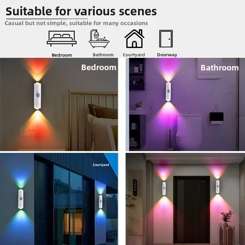 Led-Nachtlicht Mit Bewegungssensor, Rgb-Farbverlauf, Umgebungslicht, Dimmbar, Magnetische Treppenlampe Für Eingangsbereich, Nachttisch, Schreibtisch, Kleiderschrank Led-Nachtlicht Mit Bewegungssensor, Rgb-Farbverlauf, Umgebungslicht, Dimmbar, Magnetische Treppenlampe Für Eingangsbereich, Nachttisch, Schreibtisch, Kleiderschrank - Image 6