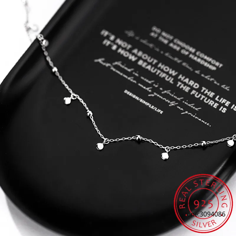 Echte 925Er Sterlingsilber-Geometrische Runde Halsband-Halskette Für Modische Frauen, Minimalistischer Feiner Schmuck, Niedliche Accessoires, Geschenk Echte 925Er Sterlingsilber-Geometrische Runde Halsband-Halskette Für Modische Frauen, Minimalistischer Feiner Schmuck, Niedliche Accessoires, Geschenk - Image 3