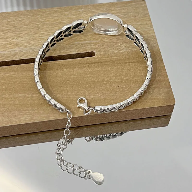 Foxanry Funkelndes Zirkone-Kettenarmband Für Frauen, Paare, Modisch, Kreativ, Hohl, Weizengeometrie, Handgefertigt, Party-Schmuck, Geschenke Foxanry Funkelndes Zirkone-Kettenarmband Für Frauen, Paare, Modisch, Kreativ, Hohl, Weizengeometrie, Handgefertigt, Party-Schmuck, Geschenke - Image 3
