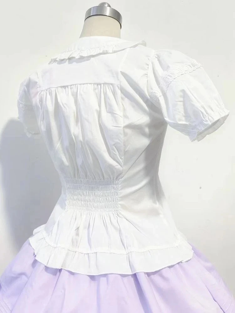 Lolita Peter Pan Kragen Bluse Damen Jk Kawaii Shirt Japanische Spitze Patch Abnehmbare Langarm Y2K Ästhetische Rüschen Blusas Lolita Peter Pan Kragen Bluse Damen Jk Kawaii Shirt Japanische Spitze Patch Abnehmbare Langarm Y2K Ästhetische Rüschen Blusas - Image 2