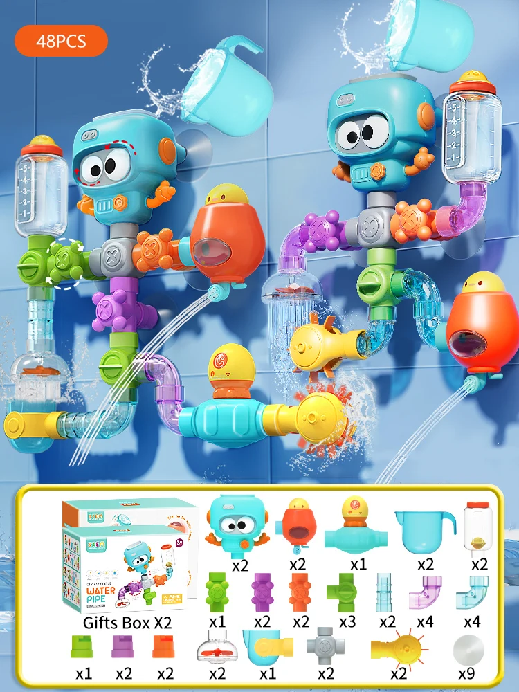 Baby-Badespielzeug Mit Starken Saugnäpfen, Röhren, Spinner, Spritzen, Wasserspielset, Kleinkinder, Kinder, Duschbecken Für 3-Jährige Kinder, Geschenke Baby-Badespielzeug Mit Starken Saugnäpfen, Röhren, Spinner, Spritzen, Wasserspielset, Kleinkinder, Kinder, Duschbecken Für 3-Jährige Kinder, Geschenke - Image 9