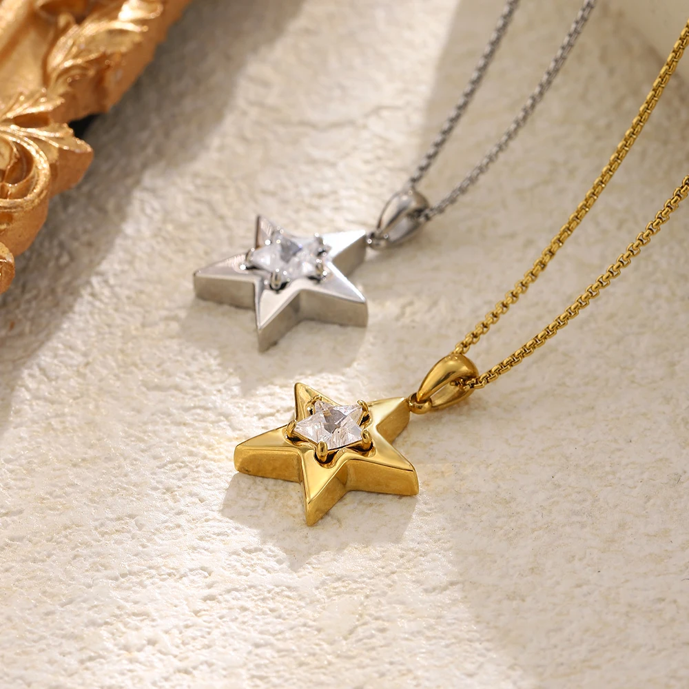 E.b.belle Halskette Mit Wassertropfen-Zirkon-Anhänger Für Damen, 18 Karat Vergoldete Edelstahl-Halsketten, Eleganter Damenschmuck, Geschenk E.b.belle Halskette Mit Wassertropfen-Zirkon-Anhänger Für Damen, 18 Karat Vergoldete Edelstahl-Halsketten, Eleganter Damenschmuck, Geschenk - Image 4