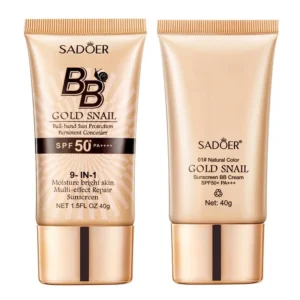 SADOER Gold Snail Sunscreen BB Cream Foundation Concealer Moisturizing Isolation Cream SPF50+PA+++ 40g Facial Moisturizer