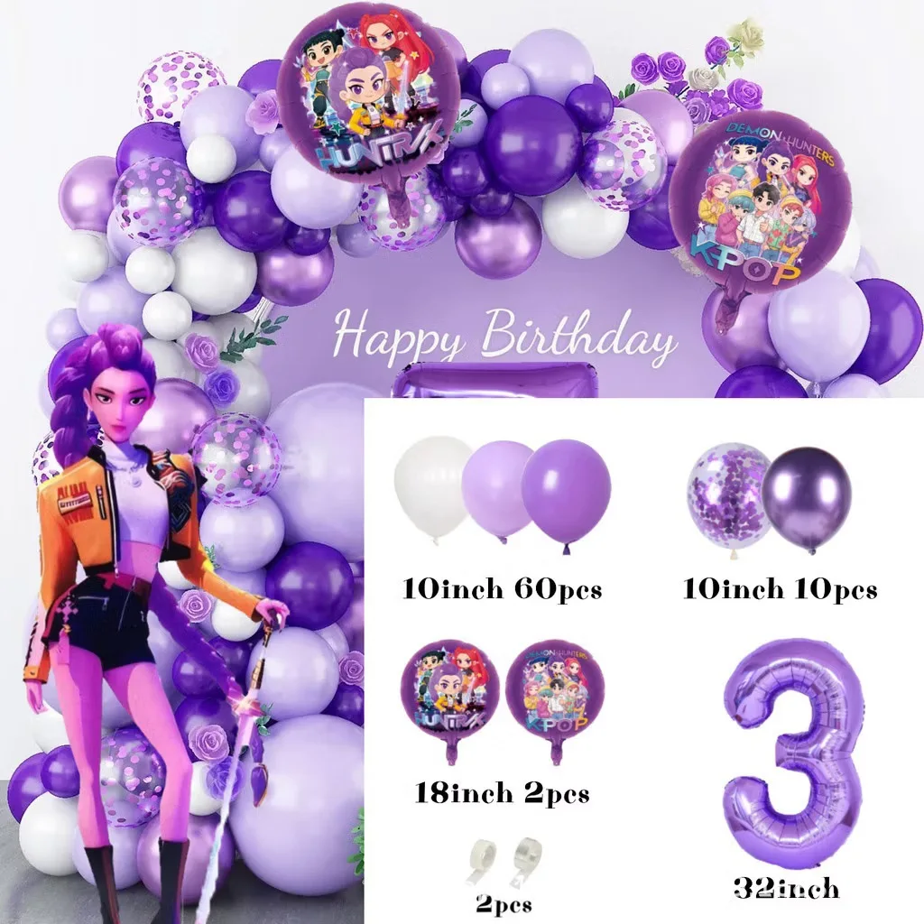 K-Pop Geburtstagsparty-Dekorationen, Lila-Rosa Ballongirlanden-Set Mit Folienballons &Amp; Happy Birthday Hintergrund Für Partys K-Pop Geburtstagsparty-Dekorationen, Lila-Rosa Ballongirlanden-Set Mit Folienballons &Amp; Happy Birthday Hintergrund Für Partys - Image 7
