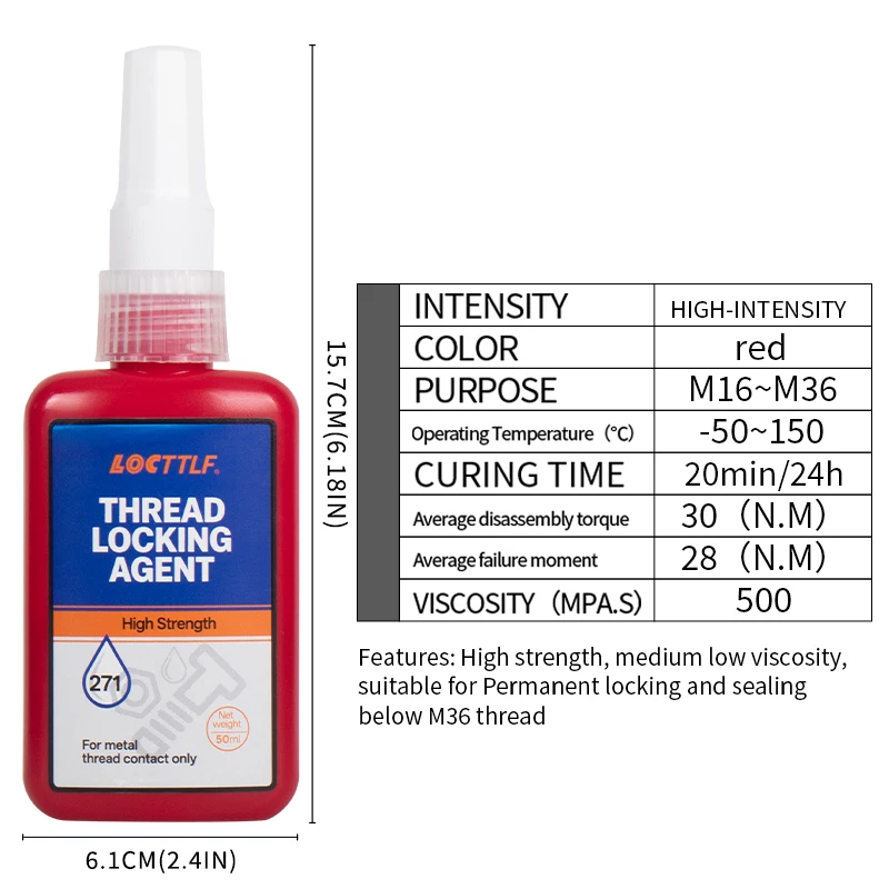 50Ml Threadlocker 271 Rot Hochfester Schraubensicherungslack 243 Muttern-Bolzen-Sicherung Schraubverschluss Dichtungsmittel Anaerober Klebstoff 50Ml Threadlocker 271 Rot Hochfester Schraubensicherungslack 243 Muttern-Bolzen-Sicherung Schraubverschluss Dichtungsmittel Anaerober Klebstoff - Image 11