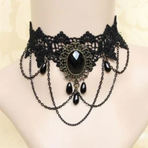 Neue Sexy Gothic Colliers Kristall Schwarz Spitze Halsband Halskette Vintage Viktorianischen Frauen Chocker Steampunk Schmuck