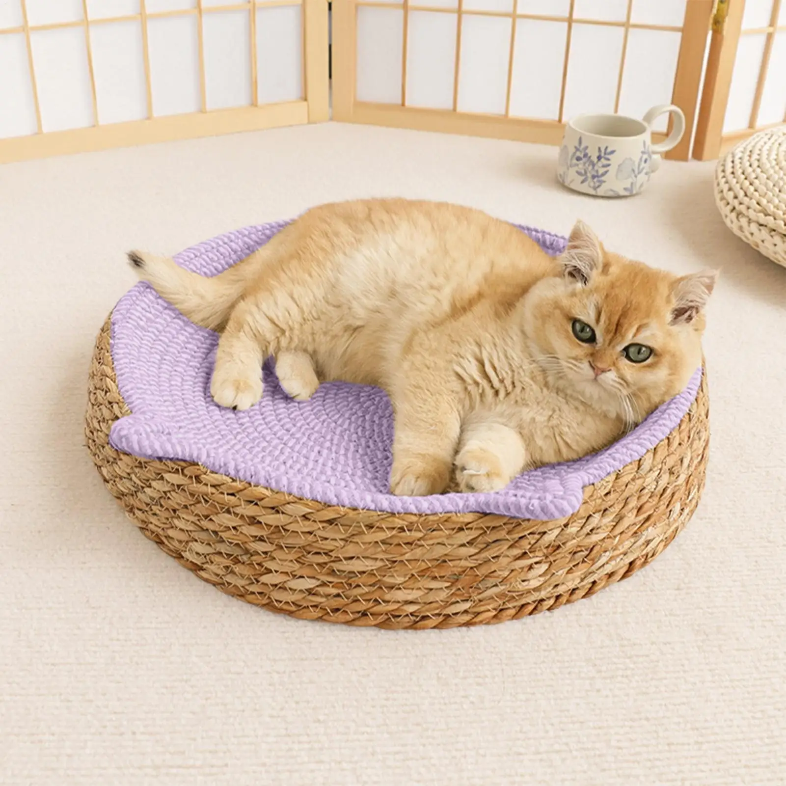 Kratzbaum Für Katzen: Atmungsaktives Gewebtes Katzenbett Mit Katzenohren-Design Aus Baumwollseil Für Spiel, Bewegung, Beschäftigung Und Krallenpflege Kratzbaum Für Katzen: Atmungsaktives Gewebtes Katzenbett Mit Katzenohren-Design Aus Baumwollseil Für Spiel, Bewegung, Beschäftigung Und Krallenpflege - Image 4