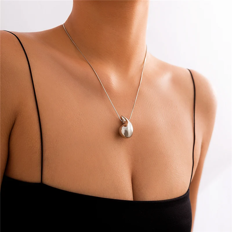 Neue Mode Gold Farbe Halskette Für Frauen Schmuck Metall Vintage Wasser Tropfen Anhänger Halskette Geburtstags Geschenk Neue Mode Gold Farbe Halskette Für Frauen Schmuck Metall Vintage Wasser Tropfen Anhänger Halskette Geburtstags Geschenk - Image 5