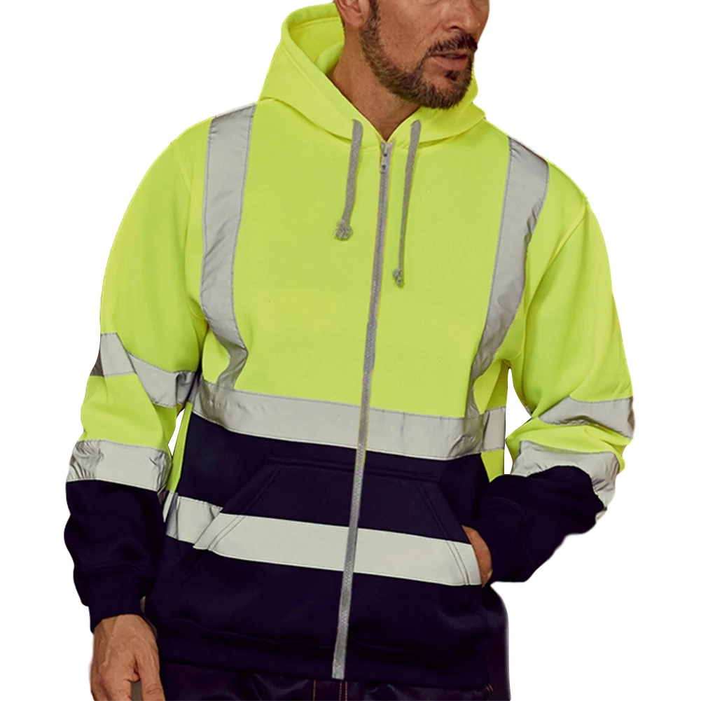 Herren-Oberteile Mit Kapuze Und Reißverschluss, Modisches, Gut Sichtbares, Reflektierendes Sweatshirt Für Herren, Bomberjacke, Seitentaschen, Atmungsaktive Mantel-Oberteile Herren-Oberteile Mit Kapuze Und Reißverschluss, Modisches, Gut Sichtbares, Reflektierendes Sweatshirt Für Herren, Bomberjacke, Seitentaschen, Atmungsaktive Mantel-Oberteile - Image 4