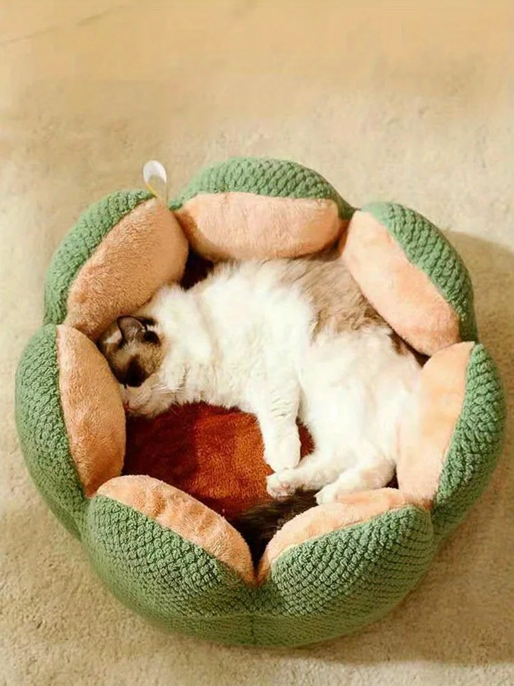 Petal Shaped Pet Bed, Plush Round Dog &Amp; Cat Cushion Mat With Knitted Texture, Ultra Soft Warm Nest For Kittens Puppies In Winter Petal Shaped Pet Bed, Plush Round Dog &Amp; Cat Cushion Mat With Knitted Texture, Ultra Soft Warm Nest For Kittens Puppies In Winter - Image 29