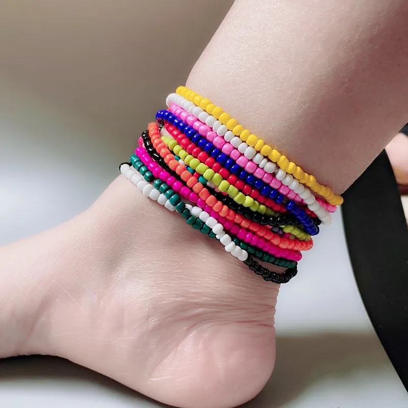 Weißes Fußkettchen Für Frauen, Buntes Modisches Mädchen, Winzige Rocailles, Fußarmband, Gelbes Böhmisches Fußkettchen, Geschenkschmuck Weißes Fußkettchen Für Frauen, Buntes Modisches Mädchen, Winzige Rocailles, Fußarmband, Gelbes Böhmisches Fußkettchen, Geschenkschmuck - Image 6