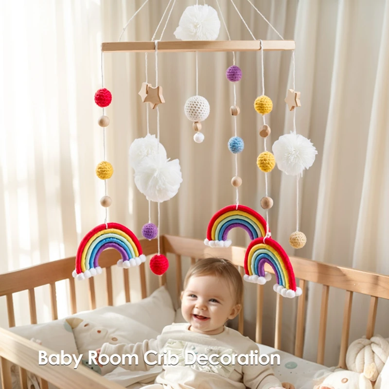 Baby Rassel Babybett Bewegliches Spielzeug Baumwolle Häkeln Regenbogen Krippe Glocke Rotierende Musikalische Rassel Projektion Holz Spielzeug Für Babybett Baby Rassel Babybett Bewegliches Spielzeug Baumwolle Häkeln Regenbogen Krippe Glocke Rotierende Musikalische Rassel Projektion Holz Spielzeug Für Babybett - Image 6