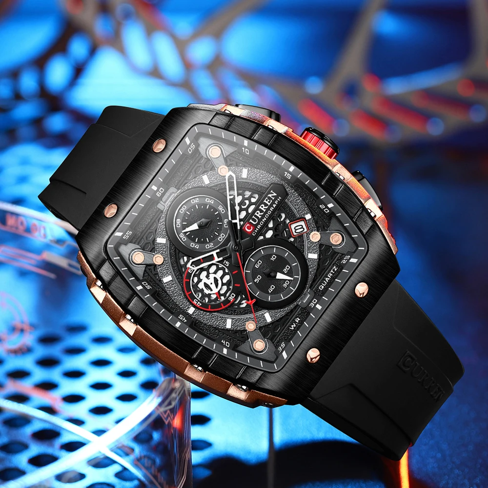 Curren Top Marke Herrenuhren Luxus Quadratische Quarz-Armbanduhr Wasserdicht Leuchtende Chronographenuhr Für Männer Datum Uhr Curren Top Marke Herrenuhren Luxus Quadratische Quarz-Armbanduhr Wasserdicht Leuchtende Chronographenuhr Für Männer Datum Uhr - Image 4