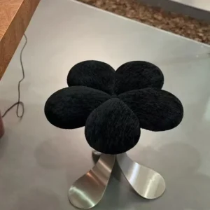 Luxury Velvet Makeup Stool with Stainless Steel Legs Modern Round Vanity Seat Bedroom Dressing Table Elegant Cosmetic Stool