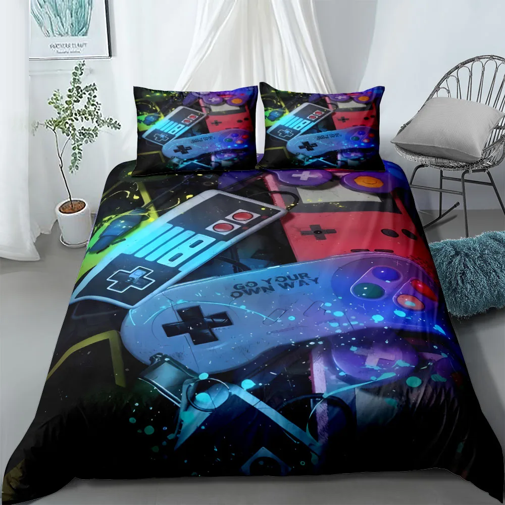 Gaming Zone Neon-Bettbezug-Set, Eu-Einzelbett, Doppelbett, King-Size-Bett, Us-Size-Bett, Queen-Size-Bettwäsche-Set Gaming Zone Neon-Bettbezug-Set, Eu-Einzelbett, Doppelbett, King-Size-Bett, Us-Size-Bett, Queen-Size-Bettwäsche-Set - Image 5