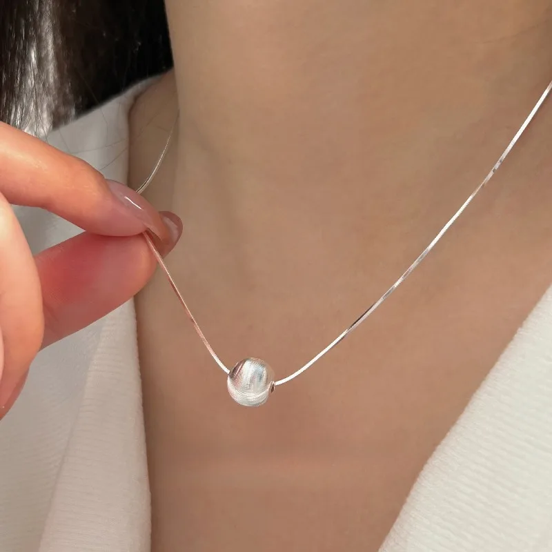 Halskette Aus 925Er-Sterlingsilber, Perlenanhänger, Schlicht, Für Damen, Hochzeit, Verlobung, Schmuck, Mode, Klassiker, Geschenk, Party, Hohe Qualität Halskette Aus 925Er-Sterlingsilber, Perlenanhänger, Schlicht, Für Damen, Hochzeit, Verlobung, Schmuck, Mode, Klassiker, Geschenk, Party, Hohe Qualität